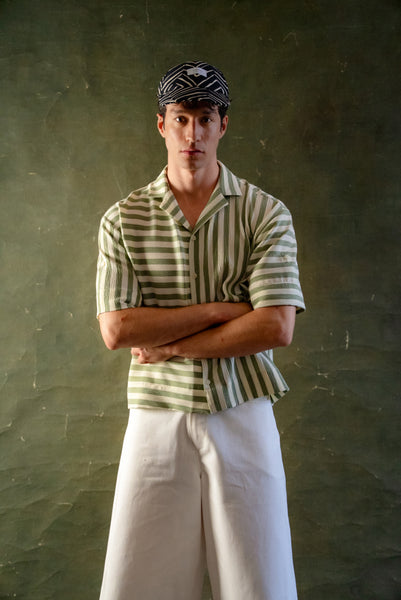 Camisa Crop Rayas Verde