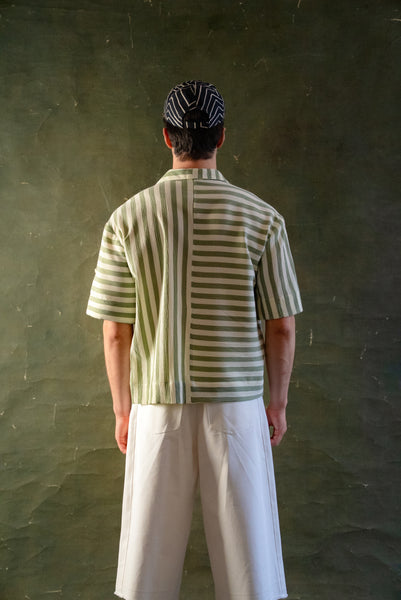 Camisa Crop Rayas Verde