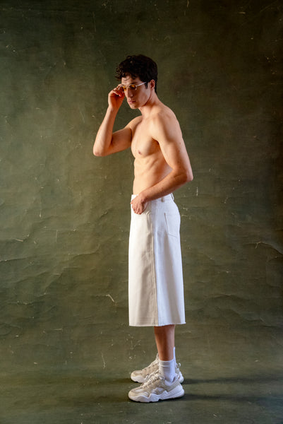 Short Denim 3/4 Blanco