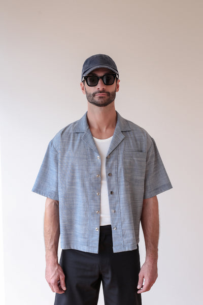 Camisa Crop efecto Denim